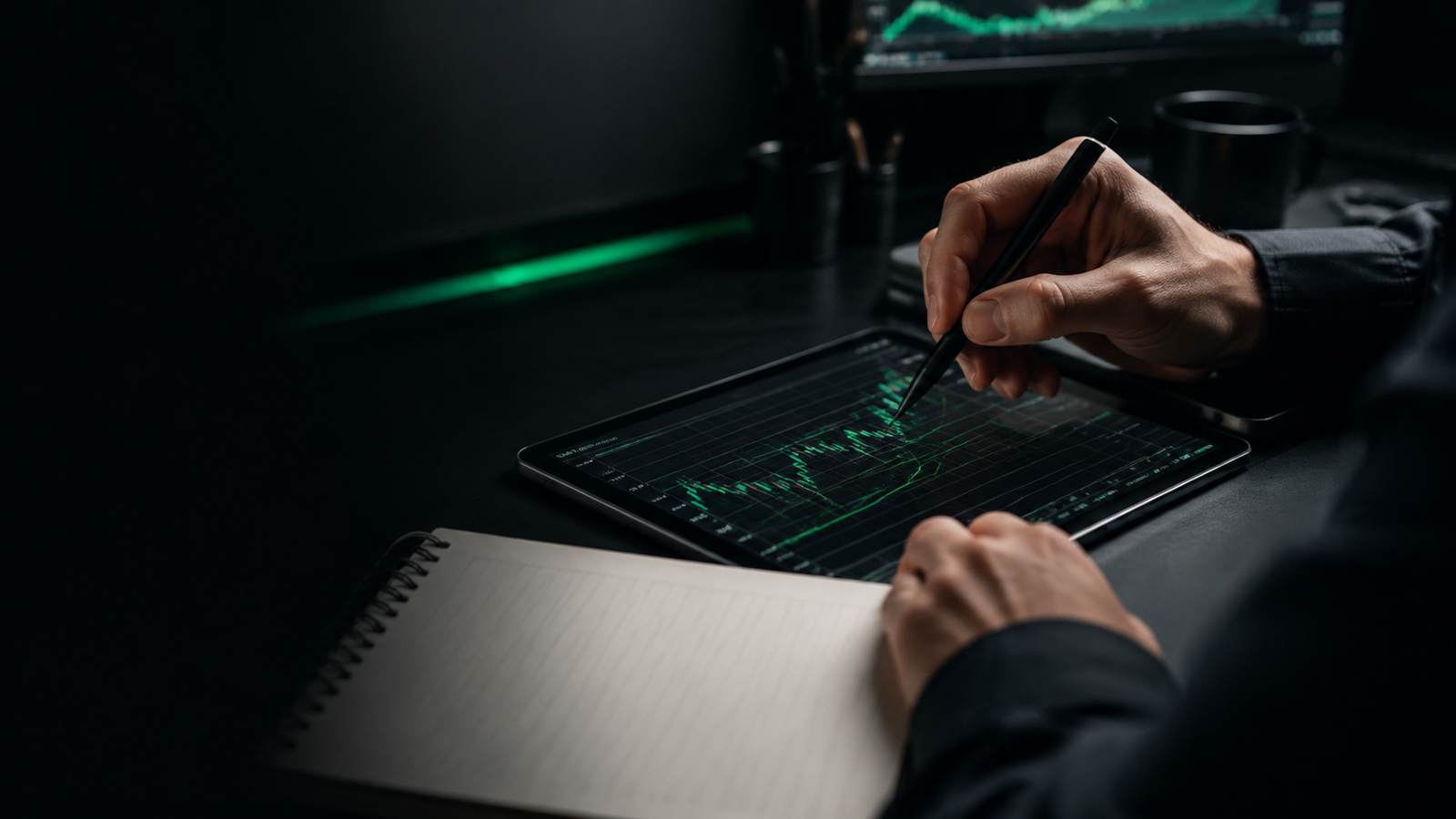 A trader studying live market structure on a tablet